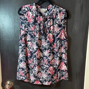 Tahari Floral Sleeveless Top - Pink and Black